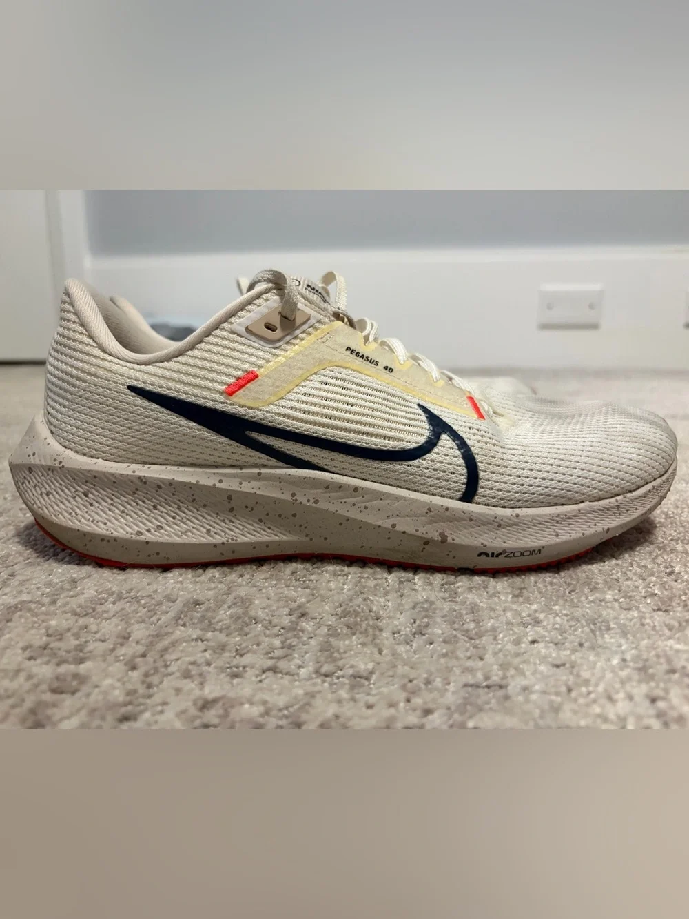 Nike Men's Pegasus Running Shoe — White/Navy with Red Accents